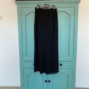 Patra Black Tuxedo Pants. Size 8. Sheer Panels over Wide Leg Pants. Tuxedo